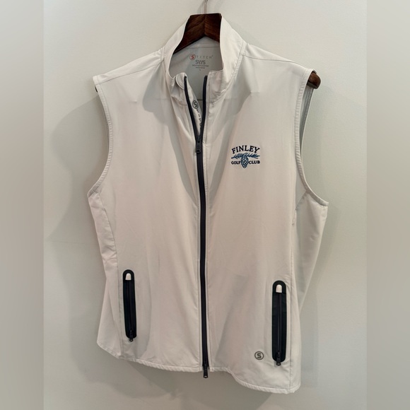 Finley White Golf Vest with Navy Trim - Picture 5 of 8